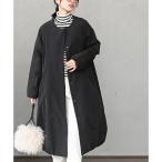 裾バルーン中綿ノーカラーロングコート
