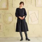 【吸湿発熱/保温性】異素材切替ティアードワンピース