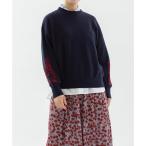 袖ロゴオーバーサイズスエット風ニット