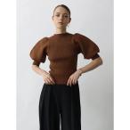 パフスリーブリブニットトップス