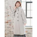 ショッピングロングコート フェイクウールスタンドネックロングコート