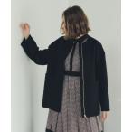 【国産ウール使用】ノーカラーミドル丈ウールコート