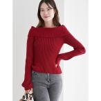 リブオフショルニット