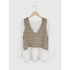 ショッピングツイード ツイード風ベスト×プリーツブラウスセット