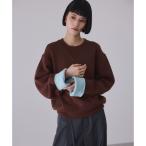 ショッピングブラウン バイカラーリバーシブルニットプルオーバー