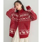 ダブルzipノルディックカウチンニットカーディガン