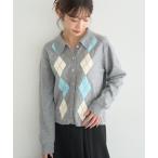 ショッピングアーガイル 襟付きアーガイルニットカーディガン