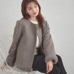 ショッピングブローチ 【大人レディ・フェイクファー取り外し可能】ケープ風ショートコート