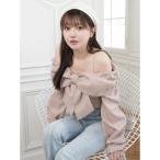 ショッピングリボン リボンオフショルロングスリーブトップス