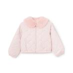 リボンキルティング　フェイクファー衿つきブルゾン