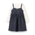 リボン刺しゅうキャミワンピース＆長袖Tシャツセット