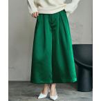 サテン タック ガウチョパンツ キュロットパンツ ワイドパンツ