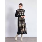 ショッピングニットワンピ アートチェックバックリボンニットワンピ