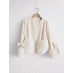 ショッピングリボン リボン袖ファーアクセントショートコート