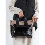 ショッピングエナメルバッグ バイカラーボア×エナメルトート