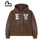 ショッピングEVISU 【EVISU】HEAVY WEIGHT WASHED EV HOODIE ブラウン