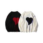 ショッピングハート 【HOOK】個性派・ハートステッチのスウェット風ニット