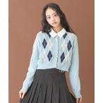 アーガイルニットカーディガン【韓国ファッション】