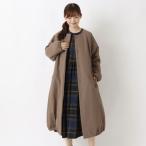 ショッピングバルーン 裾バルーン 中綿ノーカラーロングコート