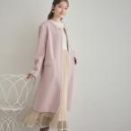 【通勤ビジューブローチ付き】ノーカラー ロングコート