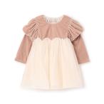 パフ袖シフォンワンピース