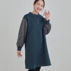 【S-LLあったか】お袖チェック裏起毛チュニック