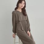 ショッピングAライン 【通勤】起毛ポンチ配色Aラインワンピース