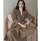 【ウール90％＋アルパカ10％】ノーカラー オーバーサイズ ロング丈 ガウンコート