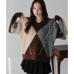 ショッピングアーガイル アーガイル柄ルーズニット