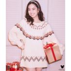 ショッピングミッキー Disney／ミッキー刺繍ノルディックニットチュニック