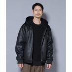 クラックフェイクムートンフードブルゾン