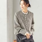 ショッピングセレモニー 《一部追加予約》トライスピン 杢 ツイード パール モチーフ ボタン ジャケット（セレモニー対応可）