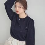 ショッピングブローチ 【着映え】ハートドットラメ刺繍ニット