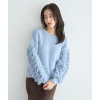 ショッピングラメ ラメフェザー袖フリンジニット