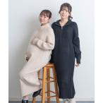 ハーフジップ リブライン ニットワンピース　[マタニティ 産前産後 授乳]