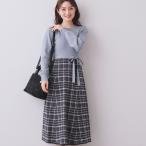 チェックラメジャカードニットワンピース
