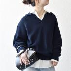SHIPS any:〈手洗い可能〉コットン ミックス スキッパー ポロ ニット プルオーバー