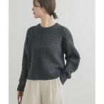 パッチワーク柄袖ボリュームニット