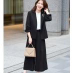 【2点セット】洗える！カラーレスジャケットガウチョスーツ