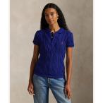 ケーブルニット コットン ポロシャツ