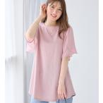 シフォン切替チューリップ袖チュニックＴシャツ