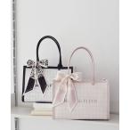 スカーフ付きツイードスクエアトートバッグ