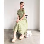 レトロギンガム開衿ワンピース　【セットアップ可能/洗える】