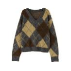 アクリルモヘアアーガイルＶネックプルオーバー