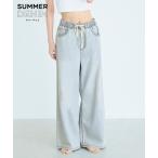 [ контакт охлаждающий * незначительный .. легкий ] summer Denim широкий брюки все 2 цвет 