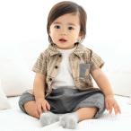 [...] органический проверка .. уголок рубашка с коротким рукавом & брюки комплект baby (70~90cm)