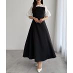 CENEA　シアーバルーンスリーブドッキングワンピース
