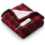 電気毛布、ソフトフランネル140 * 80 cm、電気ニーパッド、暖かさ、赤、6つの暖房設定、1〜2時間の自動シャットダウンと過熱保護、洗濯