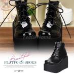 厚底ショートブーツ 10cmヒール punk「黒 ブラック」コスプレ 靴 厚底 スニーカー 冬コミ 制服   学生服 コス 大きい サイズ