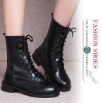 送料無料 ショートブーツ 編み上げブーツ ワークブーツ レディース ローヒール 太ヒール カジュアルシューズ エンジニアブーツ 春秋 美脚